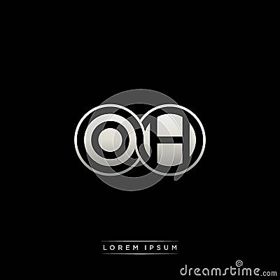 OH initial letter linked circle capital monogram logo modern template silver color version Vector Illustration