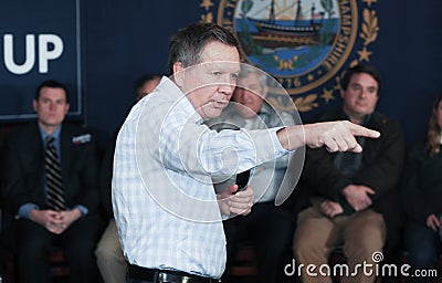 Ohio Governor John Kasich speaks in Newmarket, NH, January 25, 2016. Editorial Stock Photo