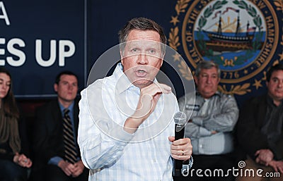 Ohio Governor John Kasich speaks in Newmarket, NH, January 25, 2016. Editorial Stock Photo