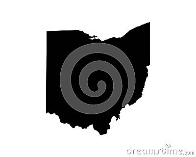 Ohio US Map. OH USA State Map. Black and White Ohioan Buckeye State Border Boundary Line Outline Geography Territory Shape Vector Vector Illustration