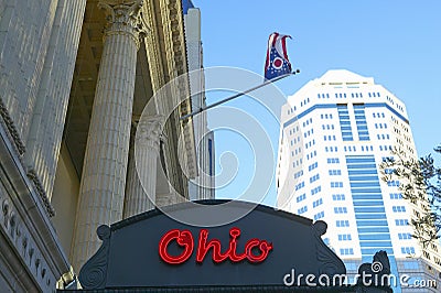 Ohio Theater marquee theater sign advertising Columbus Symphony Orchestra in downtown Columbus, OH Stock Photo