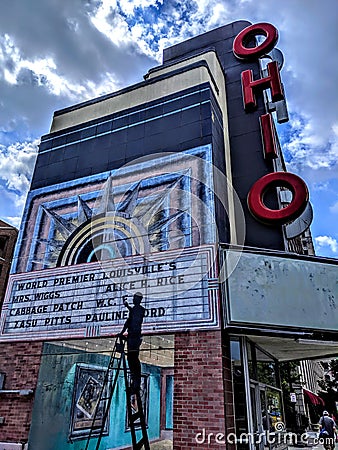 Ohio theater mural on building historical location Editorial Stock Photo