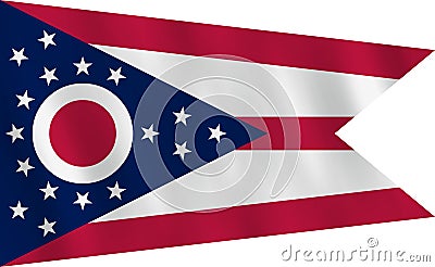 Ohio US state flag with waving effect, official proportion Vector Illustration