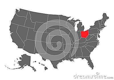 Ohio vector map. High detailed illustration. United state of America country Vector Illustration