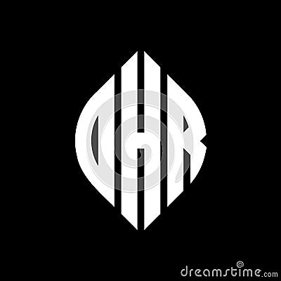 OHR circle letter logo design with circle and ellipse shape. OHR ellipse letters with typographic style. The three initials form a Vector Illustration