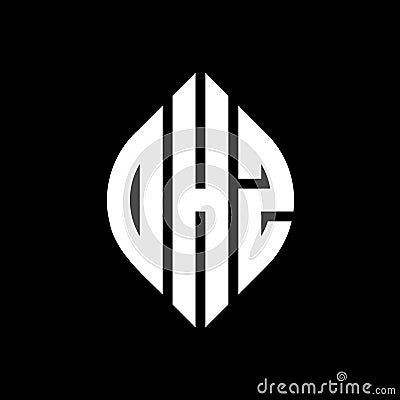 OHZ circle letter logo design with circle and ellipse shape. OHZ ellipse letters with typographic style. The three initials form a Vector Illustration