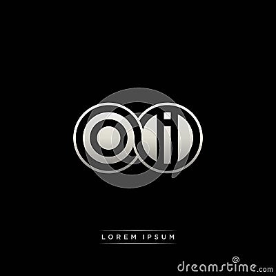 OI initial letter linked circle capital monogram logo modern template silver color version Vector Illustration