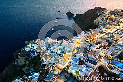 Oia santorini evening or night cyclades island greece Stock Photo