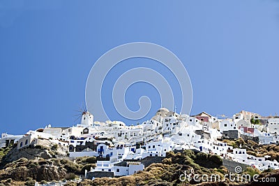 Oia santorini town built into volcanic cliffs Stock Photo