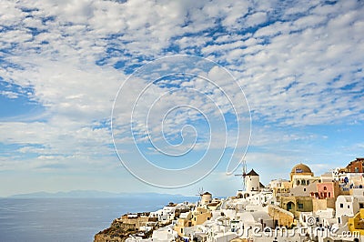 Oia before sunset at Santorini, Greece Stock Photo