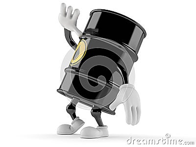 Oil barrel character looking up Stock Photo