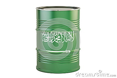 Oil barrel with flag of Saudi Arabia. Oil production and trade c Stock Photo