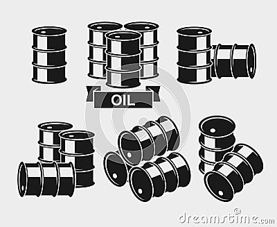 Oil barrel set. Vector Vector Illustration