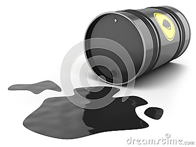 Oil barrel spill puddle Stock Photo