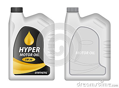 motor oil bottle ads with editable text. Petrol gallon gas tank fuel container. Oil canister icon. Gasoline fuel canister Vector Illustration