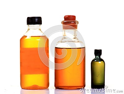 Oil bottles Stock Photo