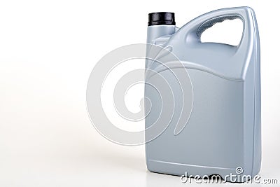 Oil container for passenger car. Maintenance accessories for vehicles for private use Stock Photo
