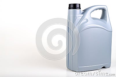 Oil container for passenger car. Maintenance accessories for vehicles for private use Stock Photo