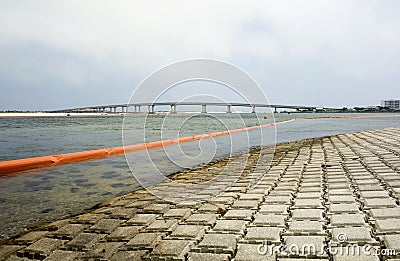 Oil Containment Boom Stock Photo