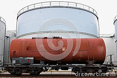 Oil depot storage tanks Stock Photo