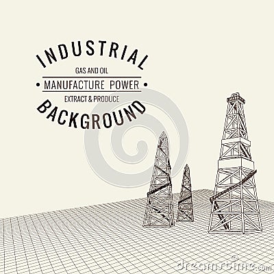 Oil derrick background Vector Illustration