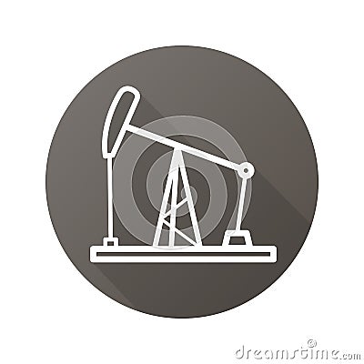 Oil derrick flat linear long shadow icon Vector Illustration