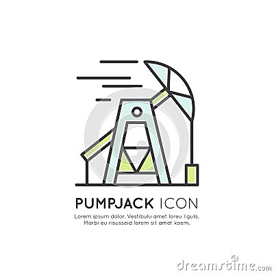 Oil Derrick, Pumpjack Station, Industry, Mining Process Stock Photo