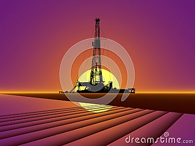 Oil Gas Industry Oilfield Drilling Rig Oil Pump Jack Offshore Technology Background Stock Photo