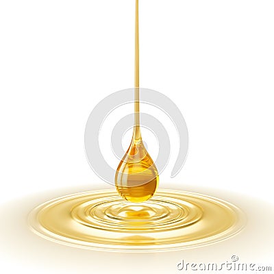 Oil drop with ripple, golden yellow liquid or Engine Lubricant oil 3d illustration Stock Photo