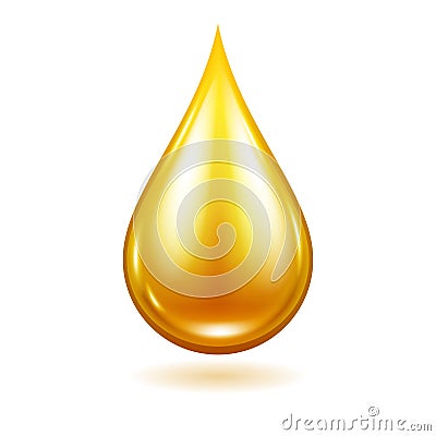 Oil drop vector illustration. Yellow liquid droplet. Vector Illustration