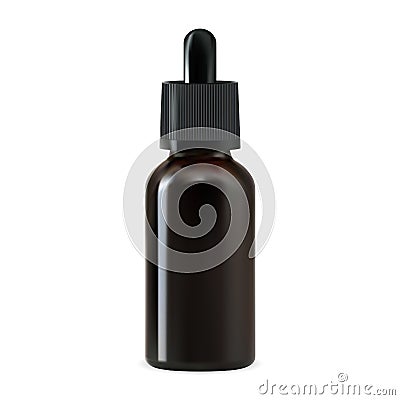 Oil dropper bottle. Essential oil brown flask Vector Illustration