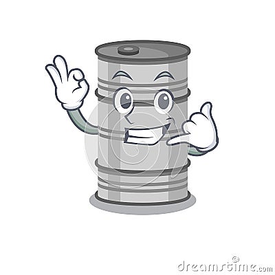 Oil drum in the cartoon call me shape Vector Illustration