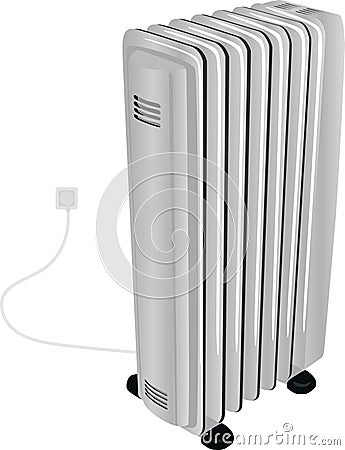 The oil electric heater isolated on white Vector Illustration