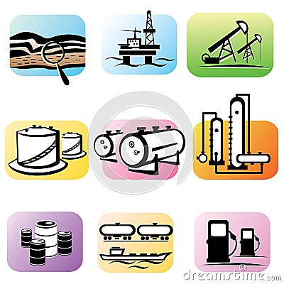Oil extraction and processing Vector Illustration