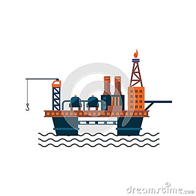 Oil Factory Platform on Water. Vector Illustartion Vector Illustration