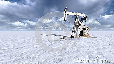 Oil field at snow Stock Photo