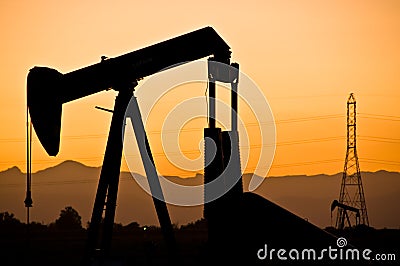 Oil Field Sunset Stock Photo