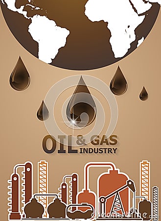 oil and gas industry concept, extraction, processing Vector Illustration