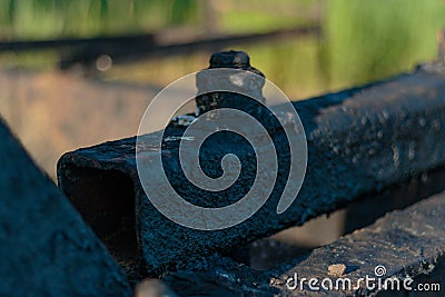 Oil, gas industry. Group wellheads and valve armature Stock Photo