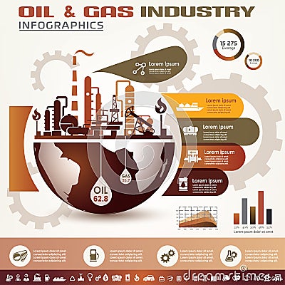 Oil and gas industry infographics Vector Illustration