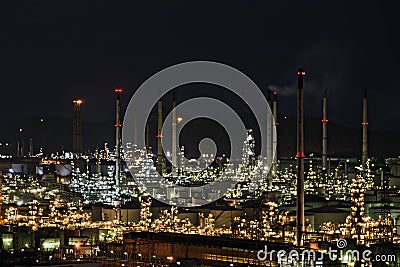 Oil and gas industry,night time Stock Photo