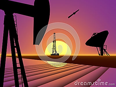 Oil Gas Industry Oilfield Drilling Rig Oil Pump Offshore Technology Background Stock Photo