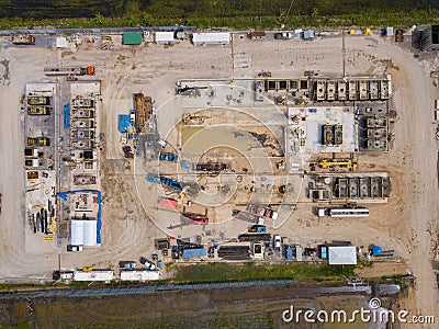 Oil and gas a land rig, onshore drilling rig Stock Photo