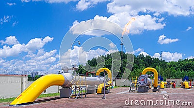 Oil/gas pipeline on fire Editorial Stock Photo