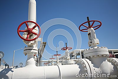 Oil and gas processing plant with pipe line va Stock Photo