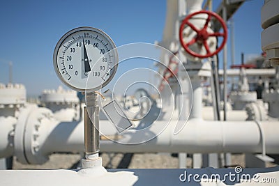 Oil and gas processing plant with pipe line va Stock Photo