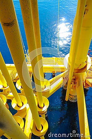 Oil and Gas Producing Slots at Offshore Platform Stock Photo