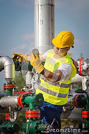 Oil and Gas Production Operator Stock Photo