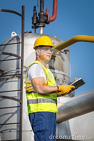 Oil and Gas Production Operator Stock Photo