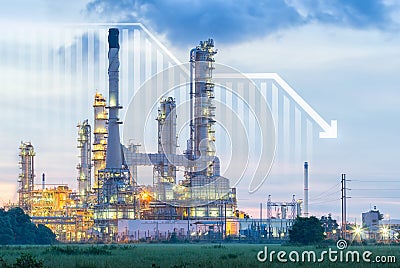 Oil gas refinery or petrochemical plant with concept of business Stock Photo